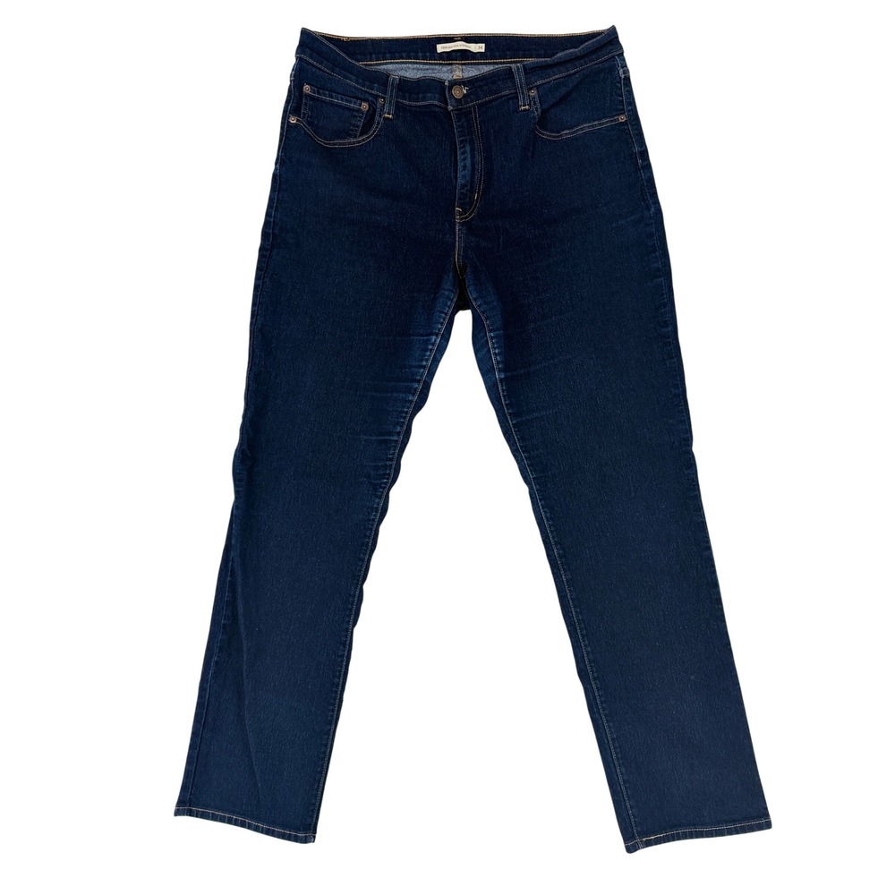 Levis 724 High Rise Straight Jeans Dark Indigo Blue Stretch Denim Womens Size 34